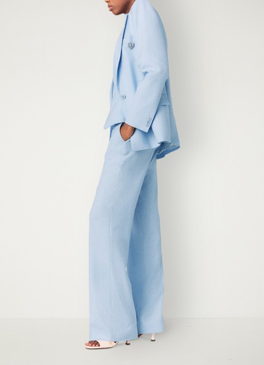 Maje Vigalue blazer met klepzakken - detail 4 lichtblauw
