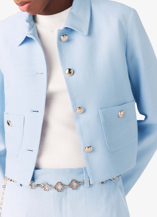 Maje Viguly cropped blazer met opgestikte zakken - detail 4 blauw