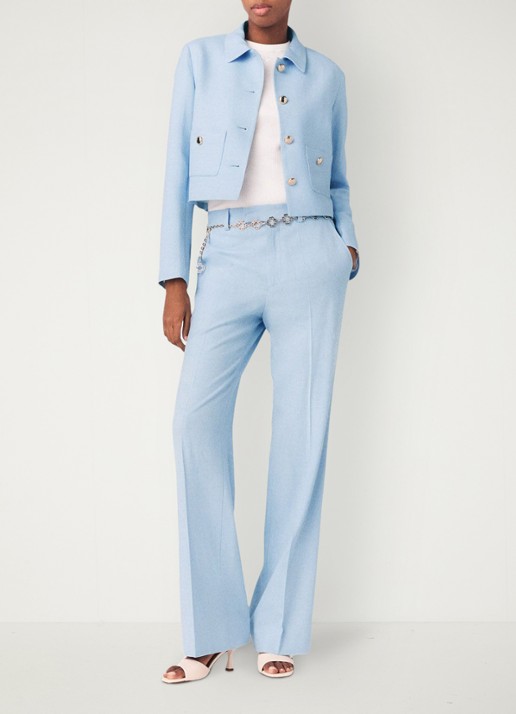 Maje Viguly cropped blazer met opgestikte zakken - voorkant 7 blauw