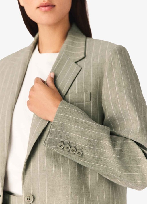 Maje Vilimousse blazer met streepprint en klepzakken - detail 7 legergroen