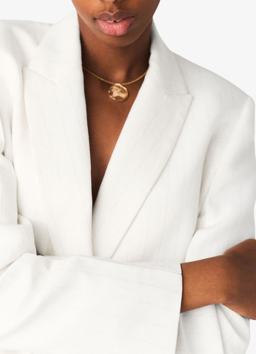 Maje Vimawhite blazer met krijtstreep  - detail 6 wit