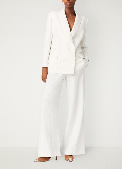 Maje Vimawhite blazer met krijtstreep  - voorkant 8 wit