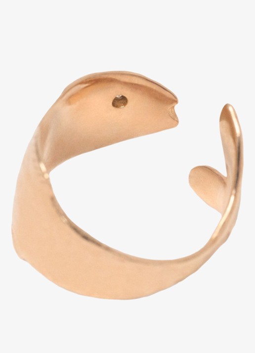 Maje Vis ring met strass - detail 2 goud