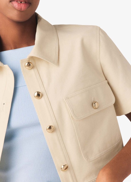 Maje Volgaro cropped blazer met klepzakken - detail 5 beige