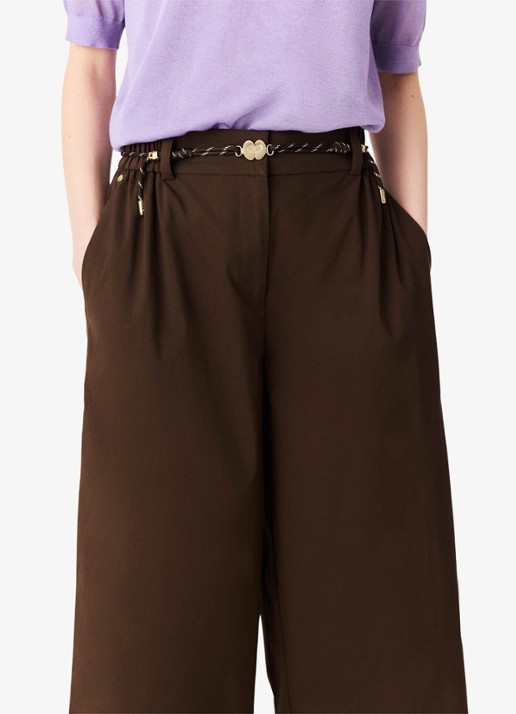 Maje Wide leg pantalon met gevlochten ceintuur - detail 6 brown / bruin