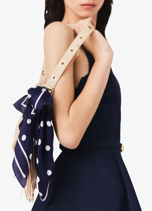 Maje Zijden bandana met stippen - detail 2 navy