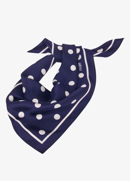 Maje Zijden bandana met stippen - detail 4 navy