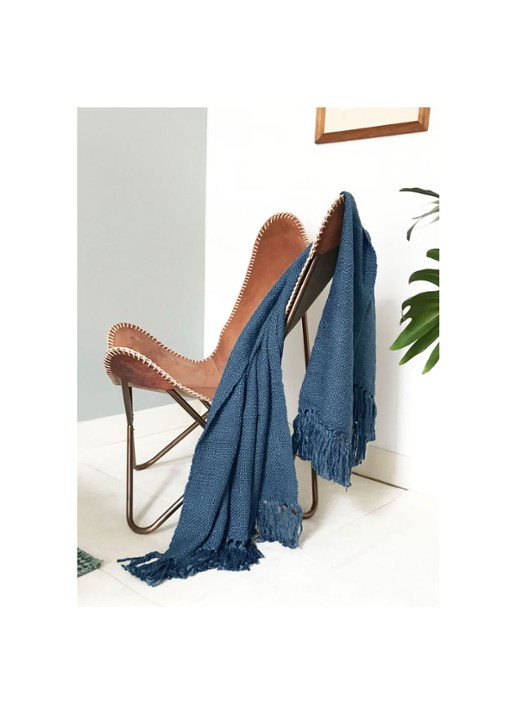 Malagoon Indi Solid plaid  - voorkant 2 blauw