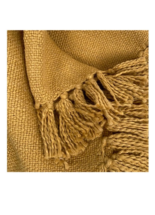 Malagoon Jasper plaid van katoen 152 x 127 cm - detail 2 okergeel