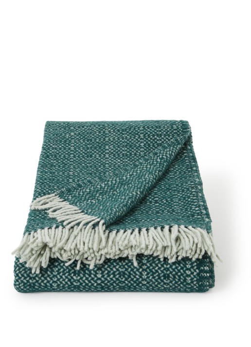 Malagoon Plaid in wolblend 131 x 170 cm  - voorkant 2 groen