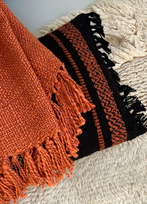 Malagoon Spicy plaid 125 x 150 cm - detail 3 orange