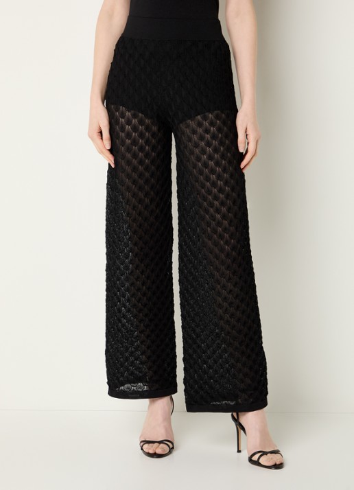 Malina Alissa grofgebreide high waist wide fit broek