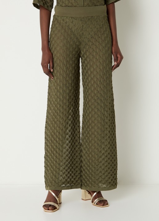 Malina Alissa grofgebreide high waist wide fit broek