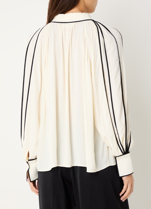 Malina Bea blouse met plooidetail - achterkant 3 ivoor