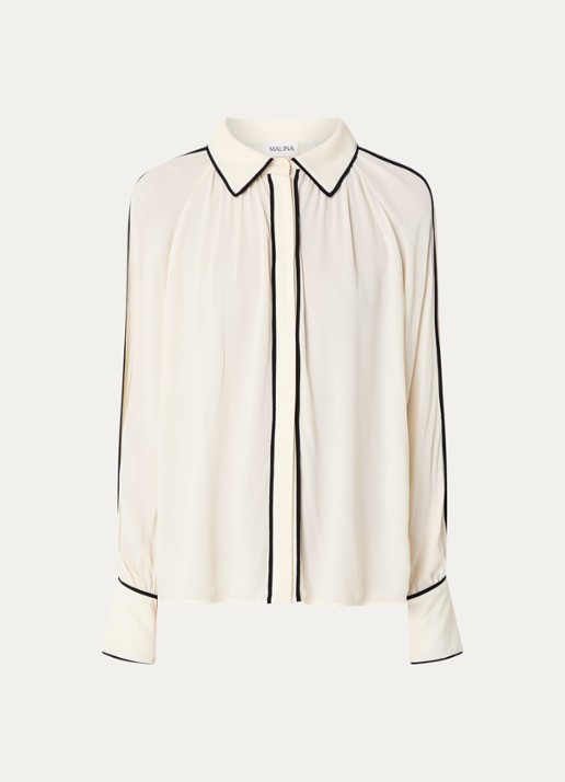 Malina Bea blouse met plooidetail - voorkant ivoor