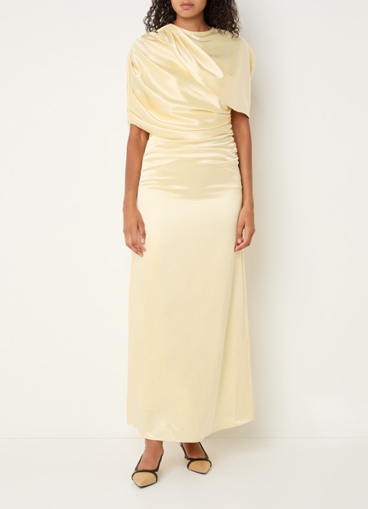 Malina Cassia maxi jurk van satijn met plooidetail