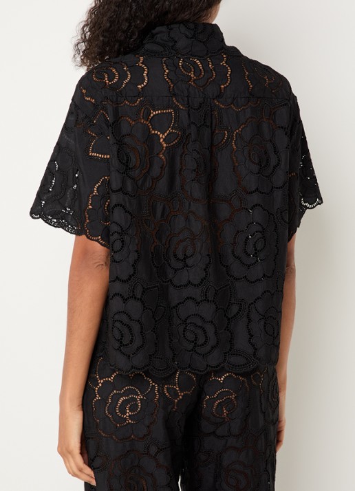 Malina Claudia blouse met broderie - achterkant 4 zwart