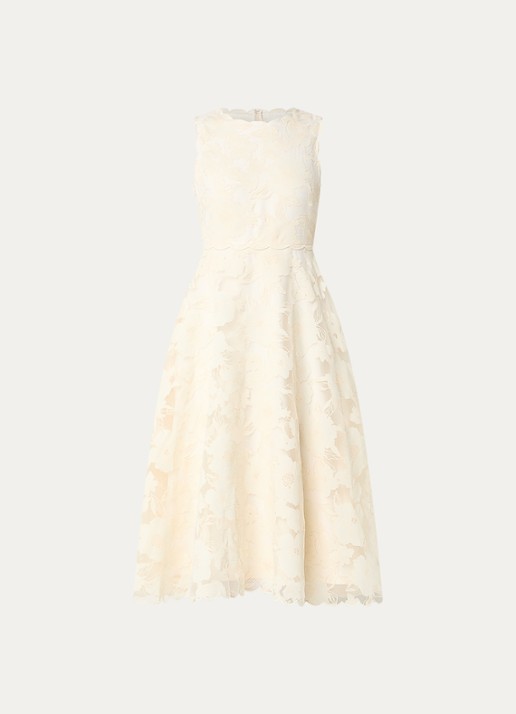 Malina Elin midi jurk met bloemenprint - voorkant 2 ivoor
