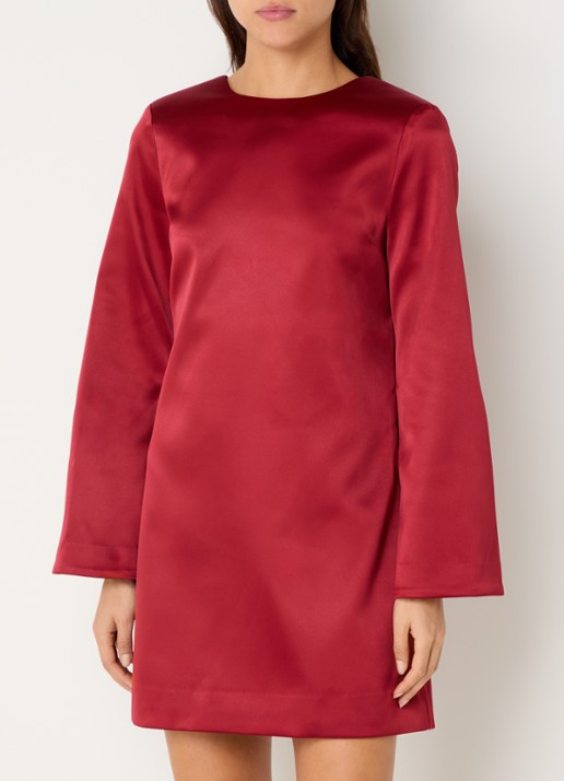 Malina Elna mini jurk met rugdecolleté - achterkant 4 donkerrood