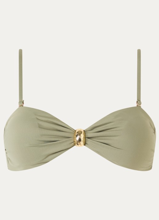 Malina Leana Gold bandeau bikinitop met kralendecoratie