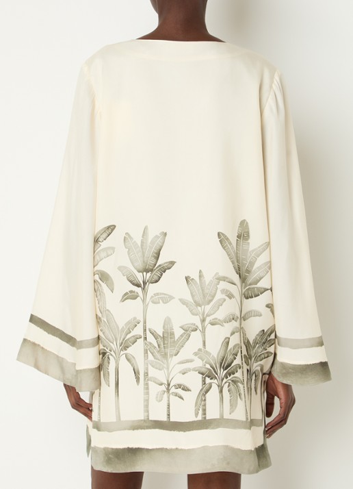 Malina Leonella mini jurk met bloemenprint - achterkant 4 creme