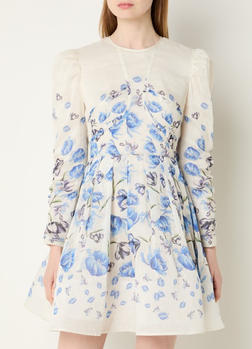 Malina Leoni mini jurk in zijdeblend met bloemenprint