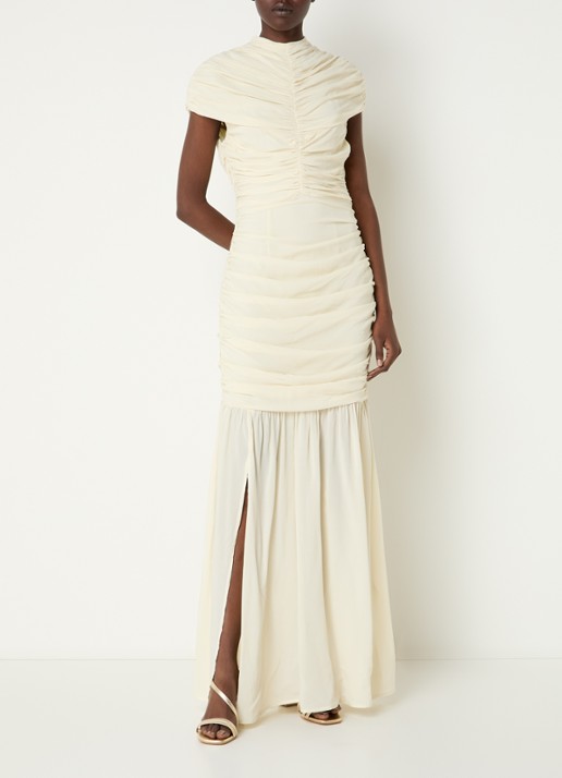 Malina Loana maxi jurk met split en gedrapeerd detail