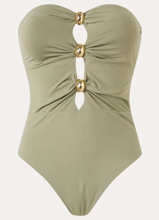 Malina Milea Gold bandeau badpak met cut-out detail