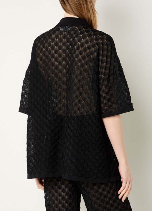 Malina Moa grofgebreide blouse - achterkant 4 zwart