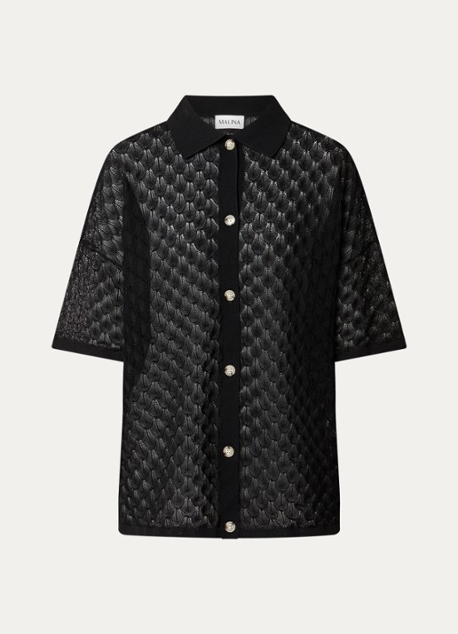 Malina Moa grofgebreide blouse - voorkant zwart