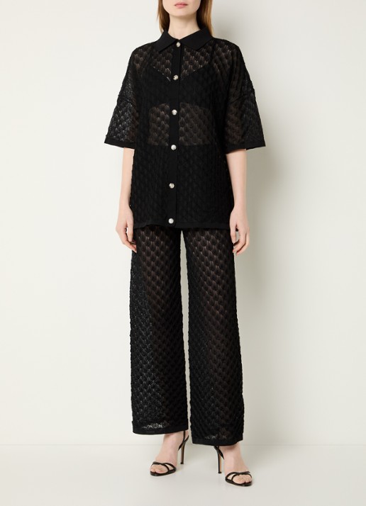 Malina Moa grofgebreide blouse - voorkant 2 zwart