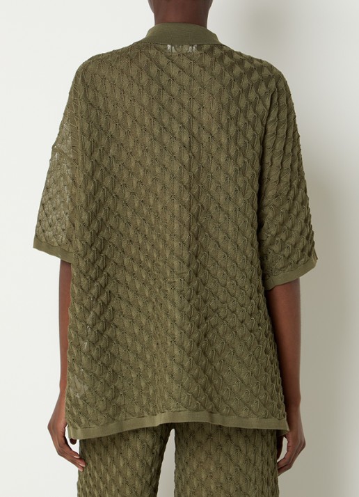 Malina Moa grofgebreide blouse - achterkant 3 olijfgroen