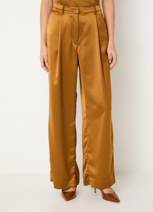 Malina Sarah high waist wide leg pantalon van satijn