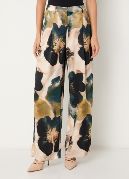 Malina Sarah high waist wide leg pantalon van satijn