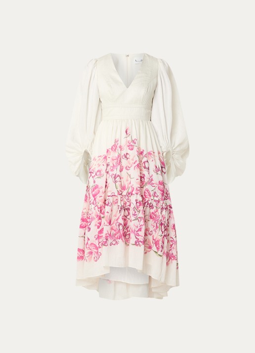 Malina Sasia midi tuniekjurk in linnenblend met bloemenprint