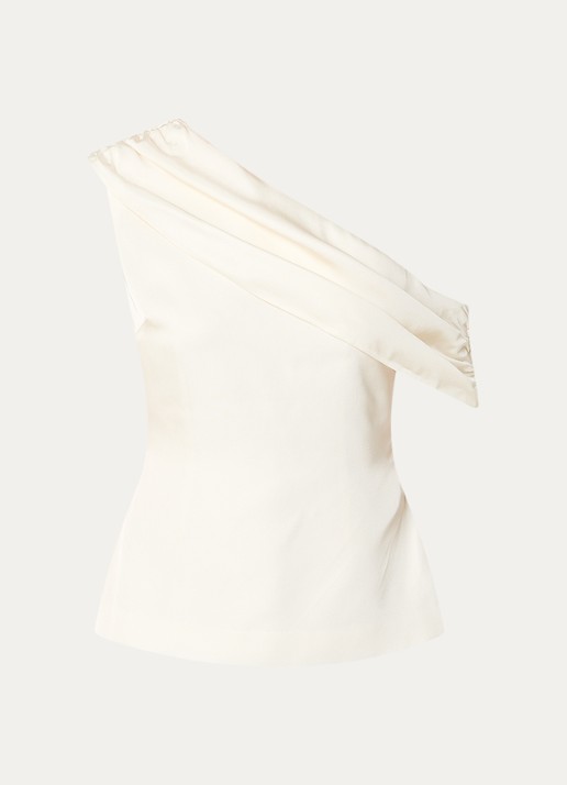 Malina Seleah top met asymmetrische hals - voorkant ivoor