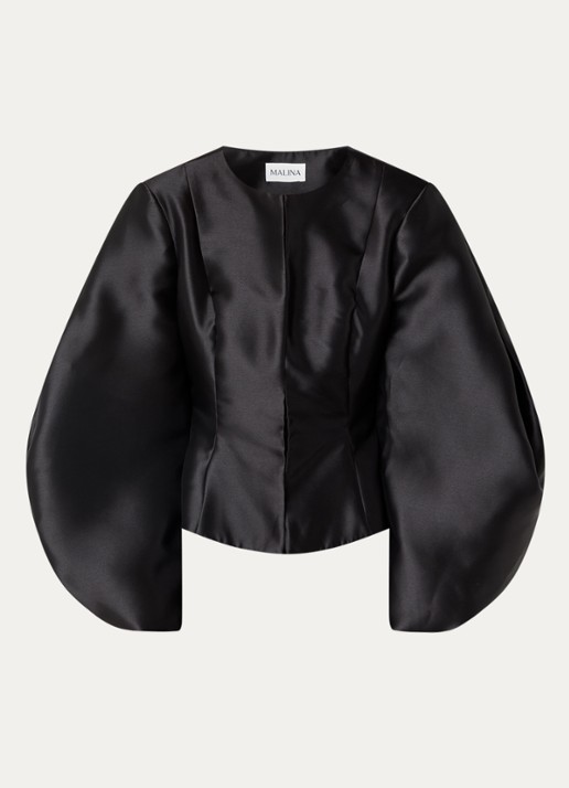 Malina Vendela blouse met ballonmouw - voorkant 3 zwart