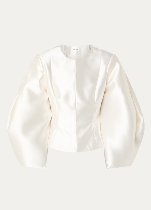 Malina Vendela blouse met ballonmouw - voorkant 2 gebroken wit