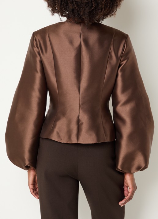 Malina Vendela blouse met ballonmouw - achterkant bruin