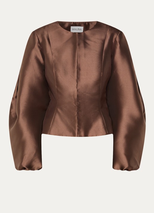 Malina Vendela blouse met ballonmouw - voorkant 3 bruin