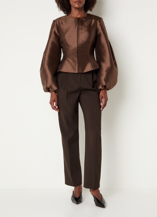 Malina Vendela blouse met ballonmouw - voorkant 4 bruin