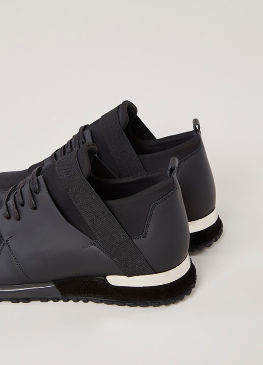 Mallet Elast sneaker met details van leer en mesh - detail zwart
