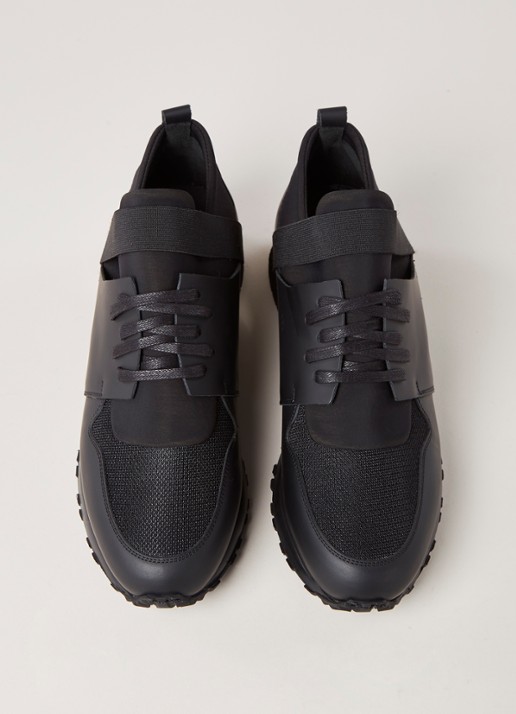 Mallet Elast sneaker met details van leer en mesh - detail 2 zwart