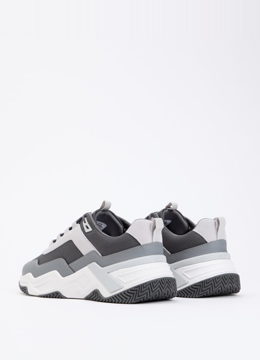 Mallet Odessy sneakers met leren details  - achterkant 2 antraciet