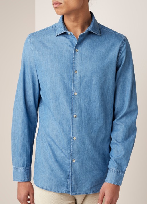 Mango Chambre slim fit overhemd van denim - detail 4 jeans