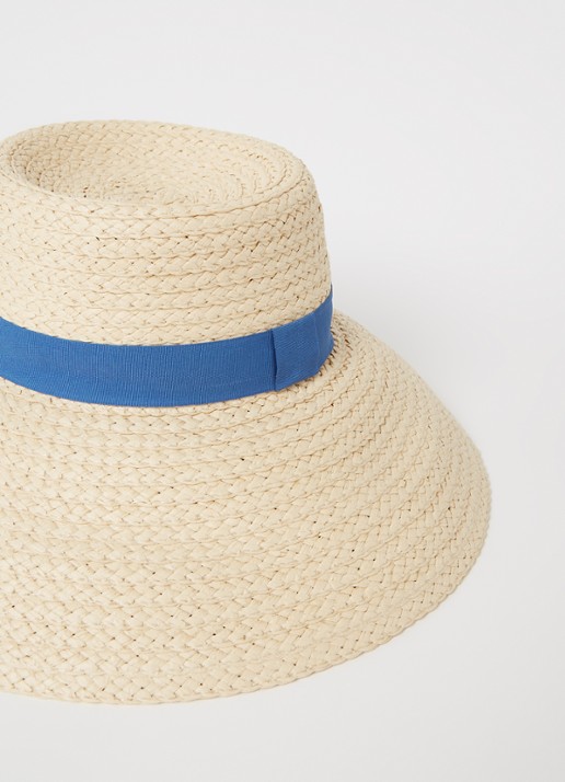 Mango Cinta hoed van raffia - detail 2 beige