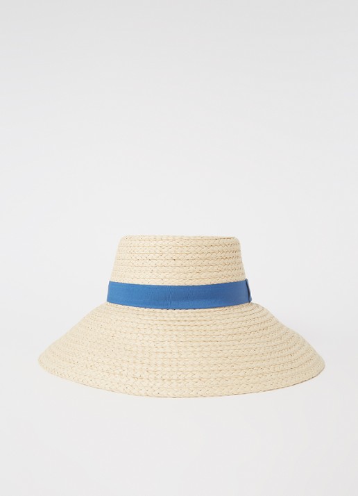 Mango Cinta hoed van raffia - voorkant beige
