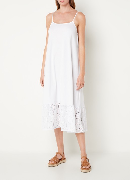 Mango Dina midi jurk met broderie  - detail 3 wit