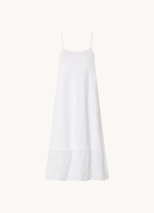Mango Dina midi jurk met broderie  - voorkant wit
