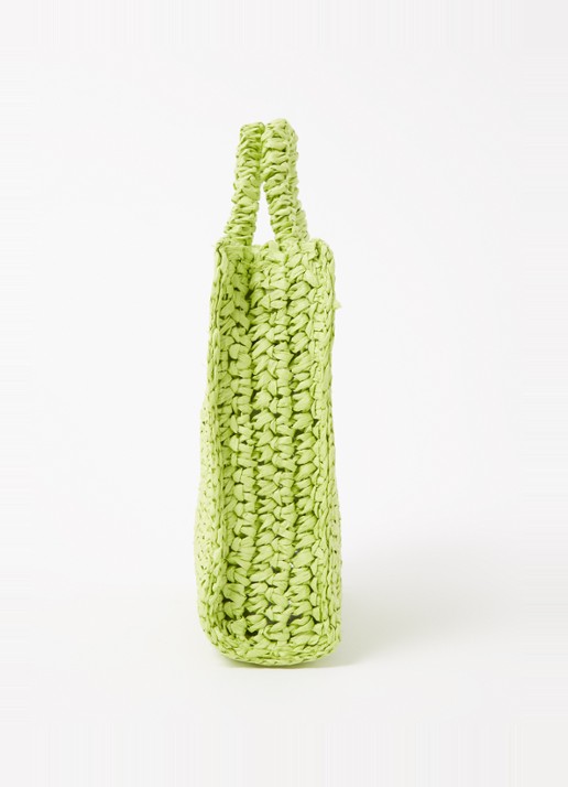 Mango Fez handtas van stro - detail 2 lime